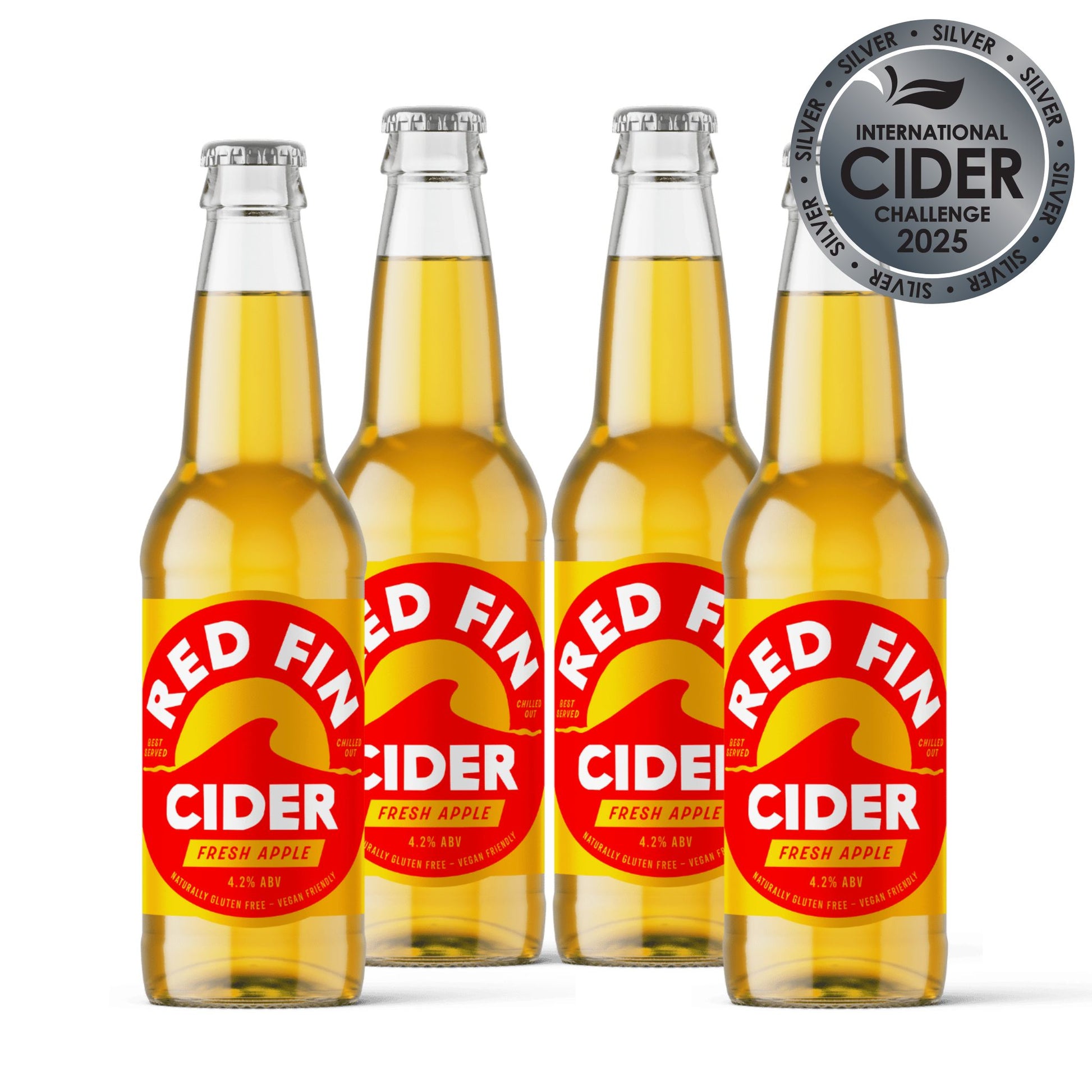 Red Fin Fresh Apple craft cider - case of 24 x 330ml bottles, naturally vegan and gluten-free
