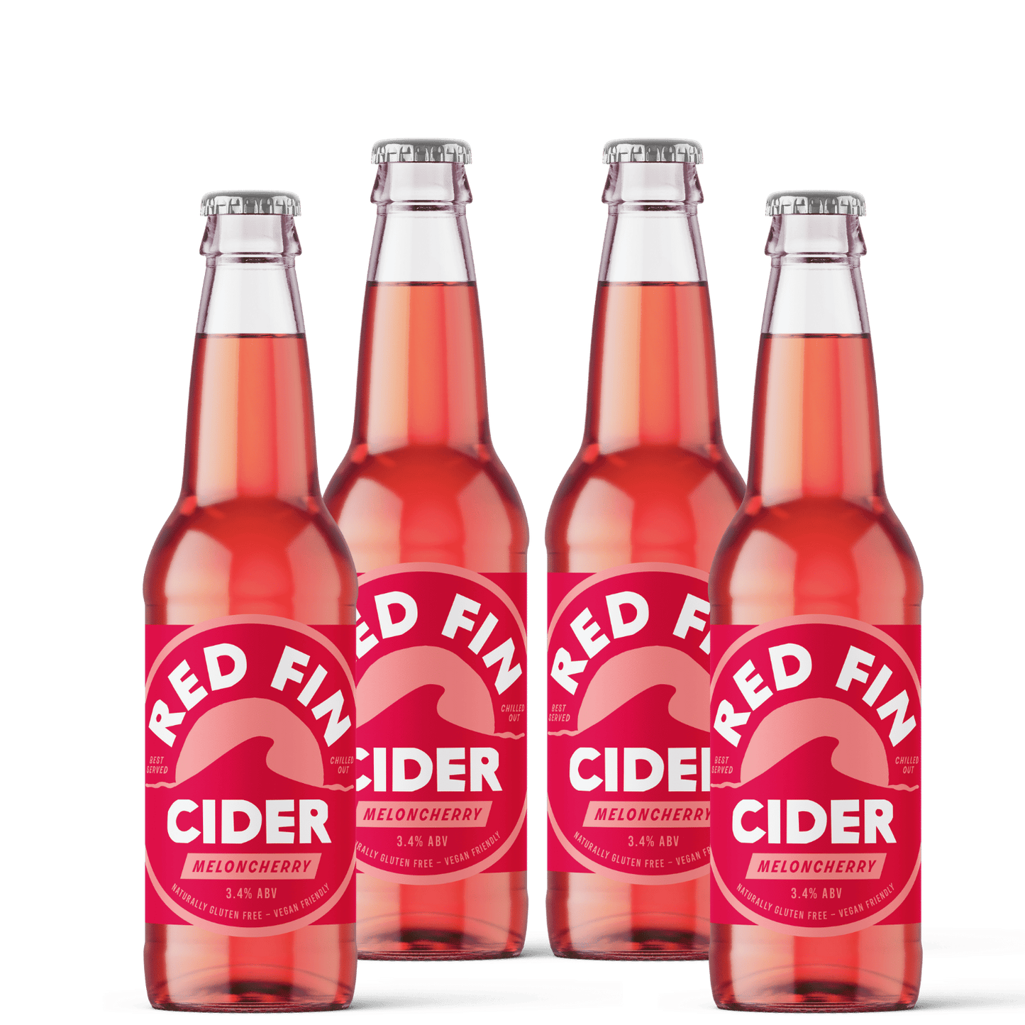 Red Fin Meloncherry craft cider — 4 bottles from a case of 24 x 330ml, bold fruit British cider